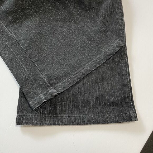 Chico’s Platinum Jeans Size 1 M/8 Black Wash Denim STRATTON MR Trouser Wide Leg - Picture 7 of 11